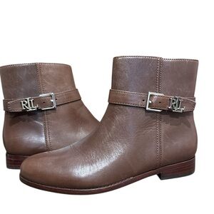Lauren Ralph Lauren Tan Leather Ankle Booties